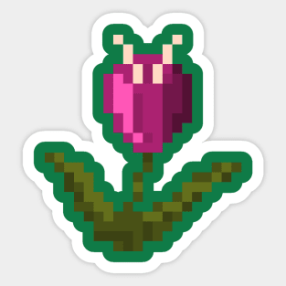 Purple Pixel Flower Sticker